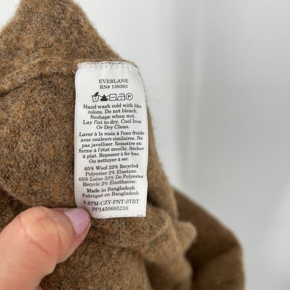 EVERLANE Women's Brown Wool Pull On Straight Leg Sweatpants Lounge Pants Small - Picture 8 of 8